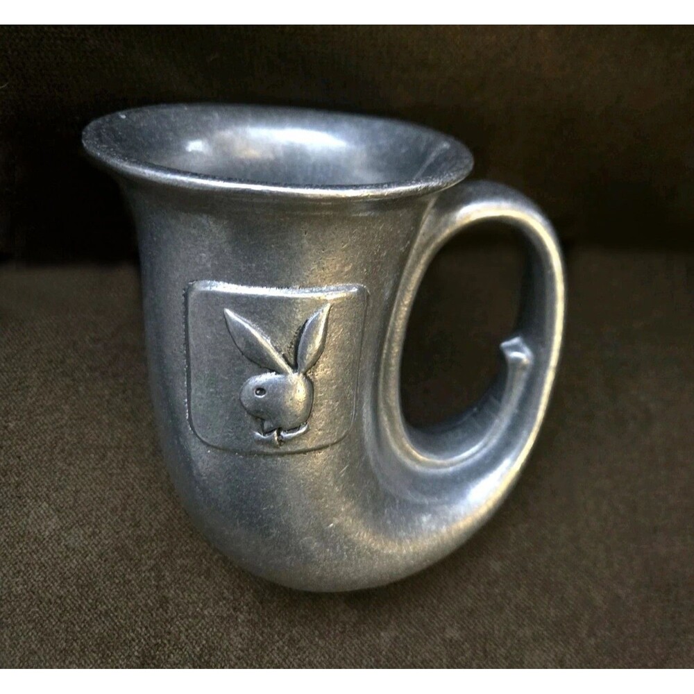 Vintage Playboy Pewter Horn Shaped Beer Tankard Stein Mug Bunny Logo Carson